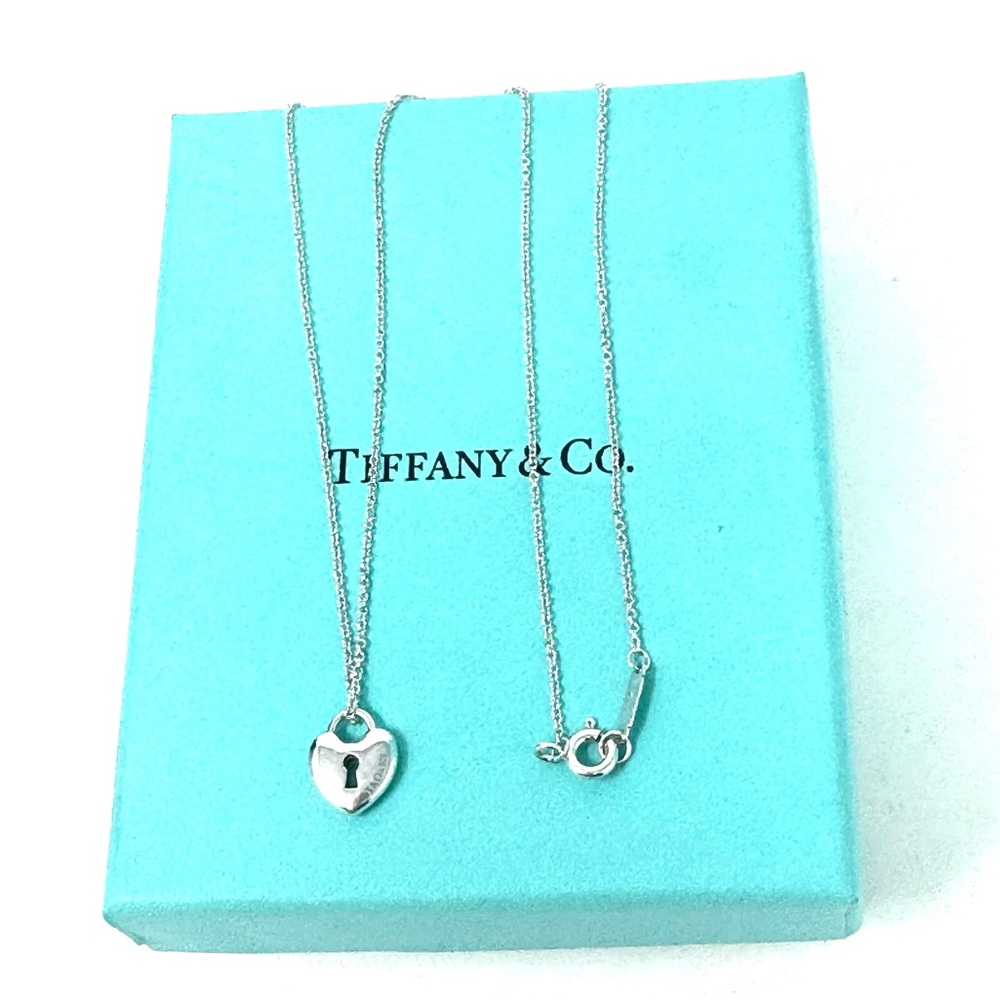 Authentic Tiffany & Co. Mini Heart Lock Necklace.